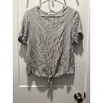 Madewell  Women's Novel Striped Tie Front V Neck Short Sleeve Top Blouse Medium Photo 1