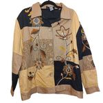 Indigo Moon Size 1X Cotton Patchwork Vintage Embroidery Wooden Buttons Neutral Black Photo 0