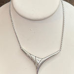Monet Vintage  Choker Sliver Tone Statement Triangle V Shaped Photo 0