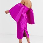 ASOS NWT Elegant Off-Shoulder Puffy Sleeve Magenta Pink Dress Size US 6 Photo 1