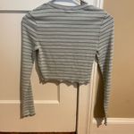 Zumiez Striped Blue & White Long Sleeve Crop Top Photo 1
