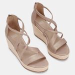 Eileen Fisher Eileen Fisher Wanda Platform Wedge Sandal Women's 10 Metallic Nude Strappy NWOT Photo 2