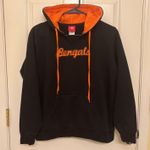 Cincinnati Bengals Woman’s NFL Black and Orange Stitched Logo Hoodie Sweatshirt Size L Photo 0