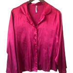 Gilligan O’malley Red Satin button down Pajama shirt Christmas Holiday blouse Size M Photo 0