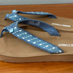 Minnetonka  Women's Hedy Flip Flop Thong Sandal Slip On Casual Navy Blue Denim 8M Photo 0