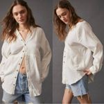 Free People  Summer Daydream Buttondown Top in Ivory Size Large Gauze Oversized Photo 9
