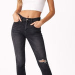Lucky Brand  Distressed Lolita Capri Released Hem Black Washed Jeans Size 6‎ Photo 0