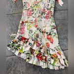 New! Rococo Sand Smocked Floral Ruffle Mini Dress Sz Large $440 Red Photo 2