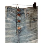 Madewell Blue Cotton Blend Button Fly Fringe Trim Denim Jean Shorts Women Sz 32 Photo 4