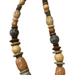 Vintage Bead Metal Necklace Bobo Chunky Hook Closure Clasp Brown Earth Tone Photo 0