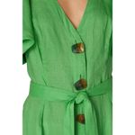 Nicholas Troy Linen Midi Shirt Dress Green Womens Size 0 Photo 4
