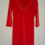 NEW Lace Up Mini Dress Orange Stretch Jersey Nautical Vacation Cruise Tropical Photo 0