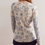 Free People NWT We the Free  Clover Thermal long sleeve top blue white Large Photo 2