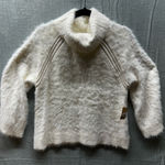 Rachel Roy Fuzzy White Cowl Neck Turtleneck Sweater Open Knit Detail Size M Size M Photo 0