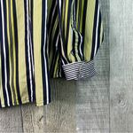 Jones New York  3X Striped Navy, Lime & White Button Front Shirt Long Sleeves Photo 2