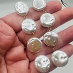 18K Gold Plated Faux Pearl Drop Earrings – Long Statement Dangles White Photo 5