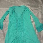 Teal Crochet Detail Dress Green Size L Photo 0