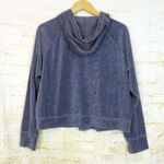 Aerie Hoodie Women XXL Blue Velour Crop Zip Up Raglan Sleeves Pockets Lounge Photo 1