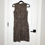 J.Crew Size 2 Sleeveless Sheath Dress Leopard Bi-Stretch Cotton Photo 4