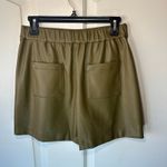 Halogen Womens Faux Leather Olive Green Shorts Elastic Waist Business Small Photo 2