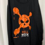 Orange Theory Black Tank Top with Orange Skull "Hell Week" Graphic Size Large Photo 2