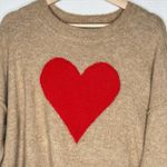 CeCe  Sweater Brown Red Heart‎ Womens MED Oversized Long Sleeve Cozy Soft Photo 2
