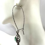 Silver tone green crystal dangling earrings Photo 5