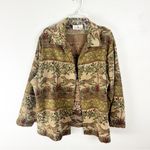 ERIN LONDON Leopard Jungle Print Tapestry Shoulder Pads Button Up Jacket 2X Photo 4