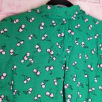 Kori  AMERICA GREEN PINK CHERRY ALLOVER NOVELTY PRINTED BUTTON FRONT TOP SMALL Photo 6