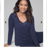 Soma  COOL NIGHTS Long Sleeve Pajama Top With Lace Size Medium Photo 1