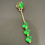 Signed 925 Gold Over Sterling Silver Vermeil Emerald Green CZ Row Drop Pendant Photo 4