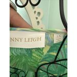 Sunny Leigh  Blouse Green Pink 1X Crinkle Pattern Key Hole Flowy Top Tropical Photo 3