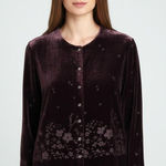 Saks 5th Avenue Vintage Saks Fifth Avenue Purple Burnout Velvet Beaded Jacket Top Size Medium Photo 0