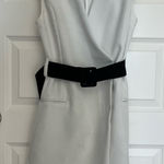 Size S Elegant White Sleeveless Dress with Belt Above Knee Length Photo 0