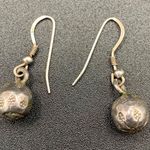 Sterling Silver Chinese Balls Dangle Earrings Hand Etched Jingle Photo 5