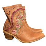 Anthropologie Marco Delli Embroidered Leather Western Boot Size 36 Floral Cowboy Photo 5
