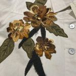 Laura Ashley  Jacket Womens Medium Cotton Leaves Flowers Embroidered Festival New Photo 1