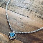 Silver Necklace With Blue Heart Pendant Photo 0