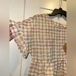 NWT BiBi SHORT SLEEVE TIERED LOOSE FIT MULTI PLAID MINI DRESS Photo 11