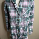 Eddie Bauer Plaid Button-Up Shirt in Green and Pink Photo 5