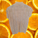 Kate Collins Yellow Knit Short Sleeve Sweater Made in the USA Photo 5