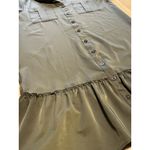 WD.NY Shirt Dress Women’s Small Olive Green Button Down 3/4 Sleeve Flouncy Hem Photo 9