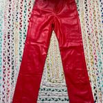 ZARA Red Leather Pants Photo 3