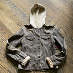 NWT Y2K Jean Jacket with Sweater Details Brown Size M Photo 0