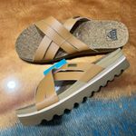 REEF NWT  Kaia platform cross Slide Sandals tan natural size 9 Photo 0