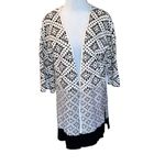 H&M  Black & White Diamonds Open Front 3/4 Sleeve‎ Wool Blend Oversized Cardigan Photo 2