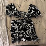 SheIn Floral Black and White Romper Photo 1