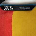 ZARA  Women’s striped wrap blouse with belt - Size Large Photo 6