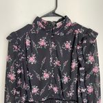 Monique Lhuillier ML Black Floral Ruffle Pleated Dress (Size 10) Photo 2