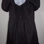 Reformation  Seattle Black 100% Linen Mini Dress Size: 20 Ruffle Ruched Backing Photo 5
